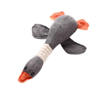 Squeaky Plush Duck Dog Toy — Linen Fabric, No Stuffing