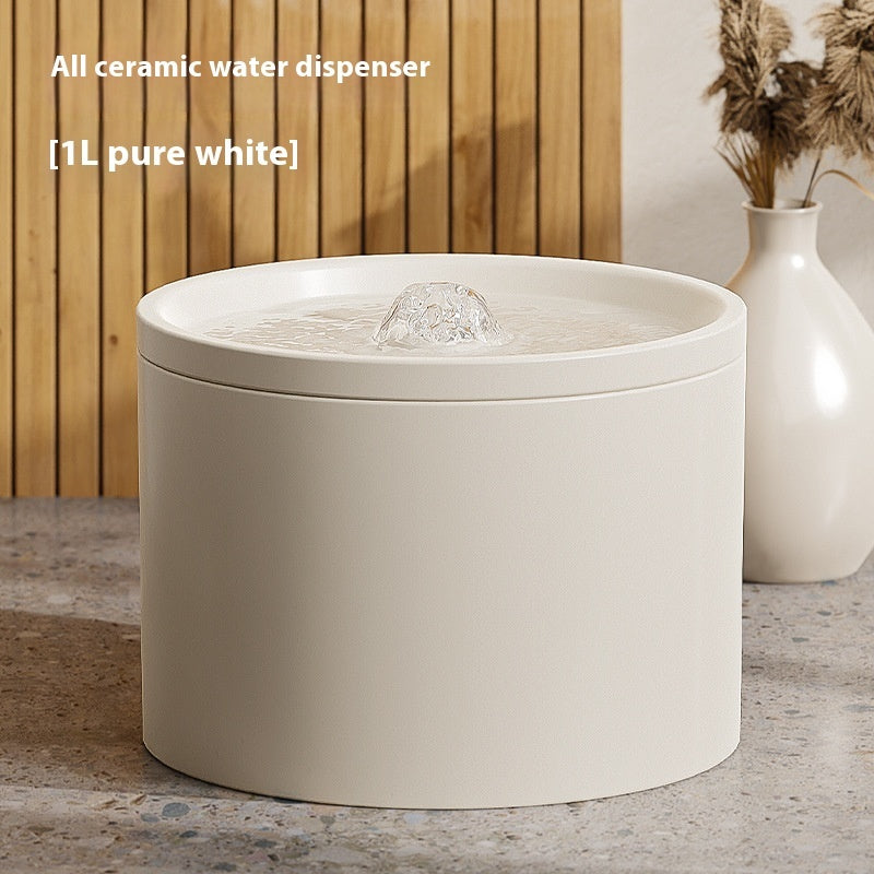 Ceramic Cat Water Fountain — Silent Pump, Circulating Filter