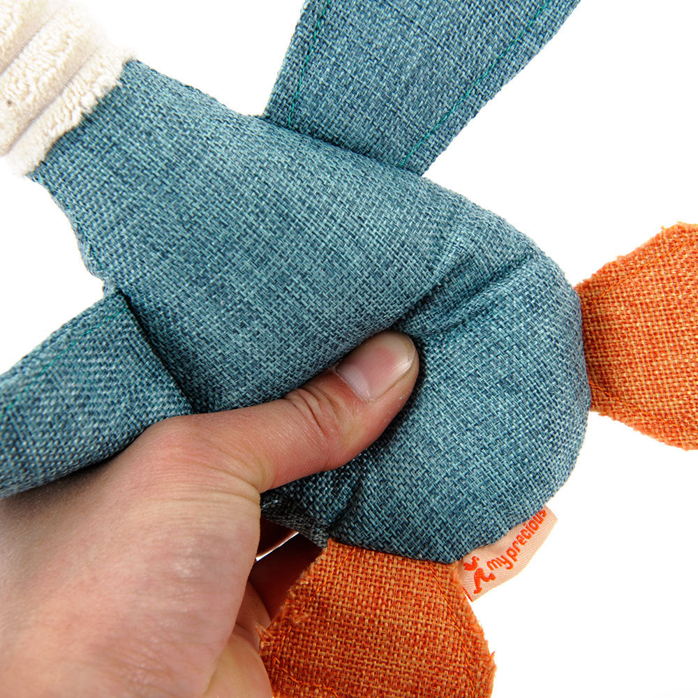 Squeaky Plush Duck Dog Toy — Linen Fabric, No Stuffing