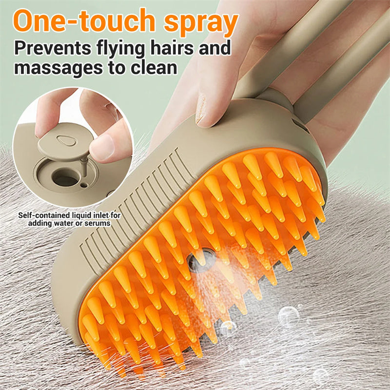 3-in-1 Steam Grooming Brush for Dogs & Cats