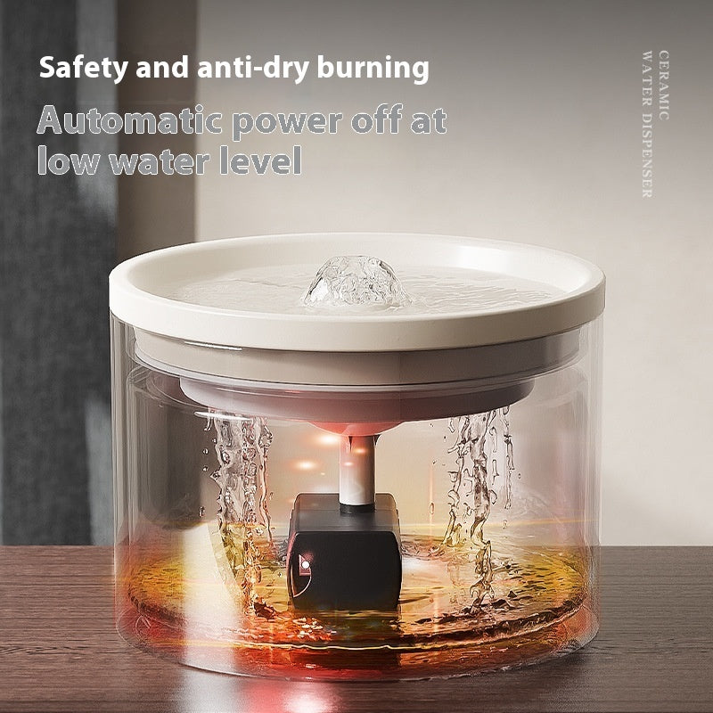 Ceramic Cat Water Fountain — Silent Pump, Circulating Filter
