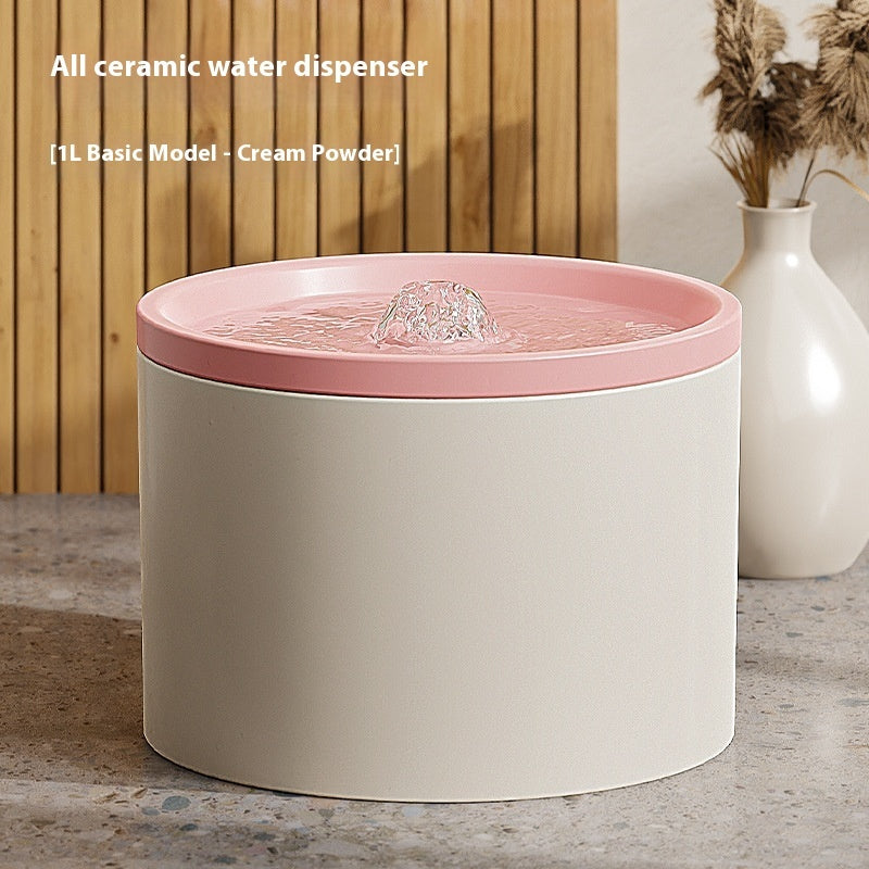 Ceramic Cat Water Fountain — Silent Pump, Circulating Filter