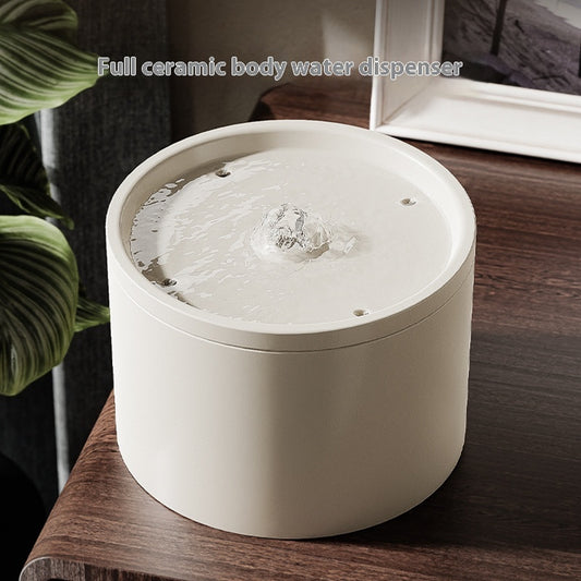 Ceramic Cat Water Fountain — Silent Pump, Circulating Filter