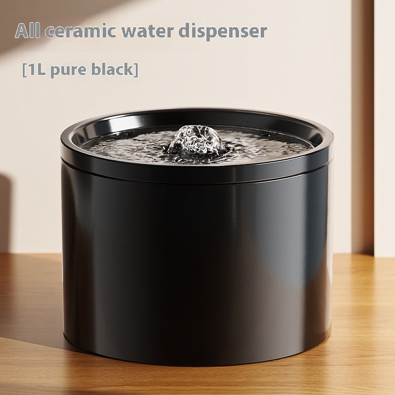 Ceramic Cat Water Fountain — Silent Pump, Circulating Filter